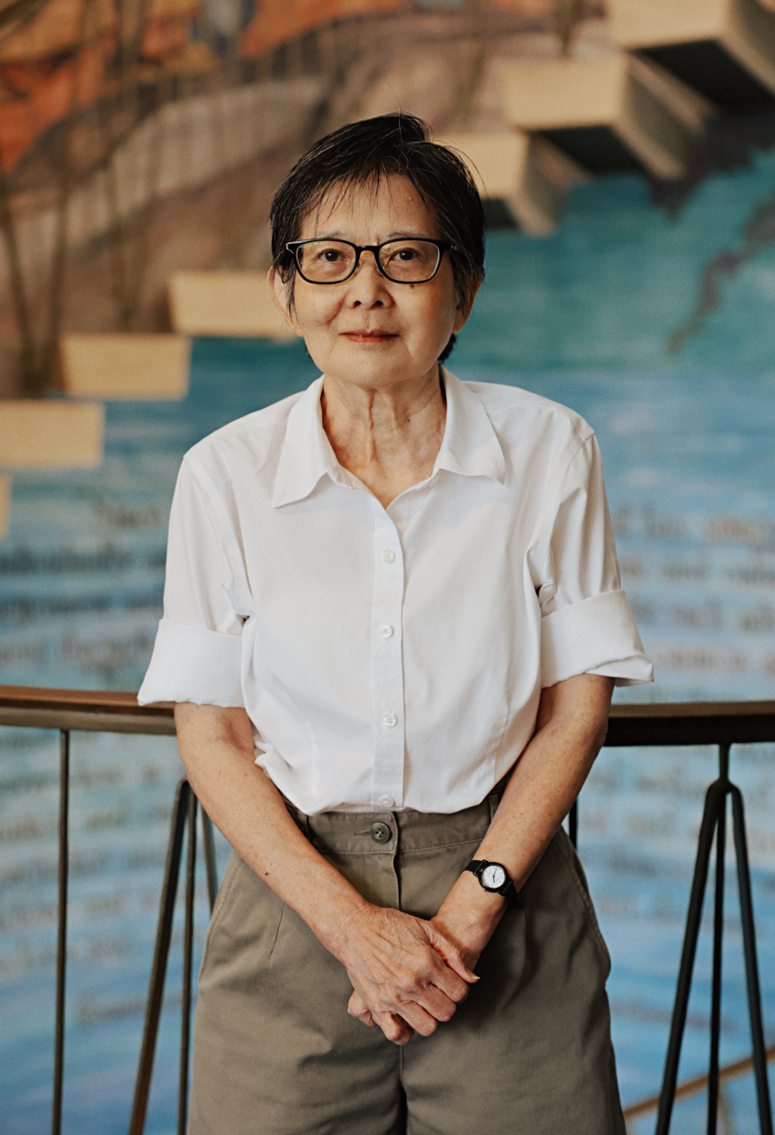 Rae Shiraki, longtime Librarian Archivist for ILWU Local 142, in the union library and archives in Hawaiʻi.